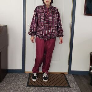 90s Deadstock‎ Silk Pink and Black Windsuit